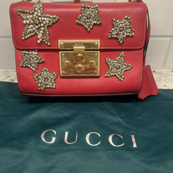 Red Leather Star Gucci Padlock