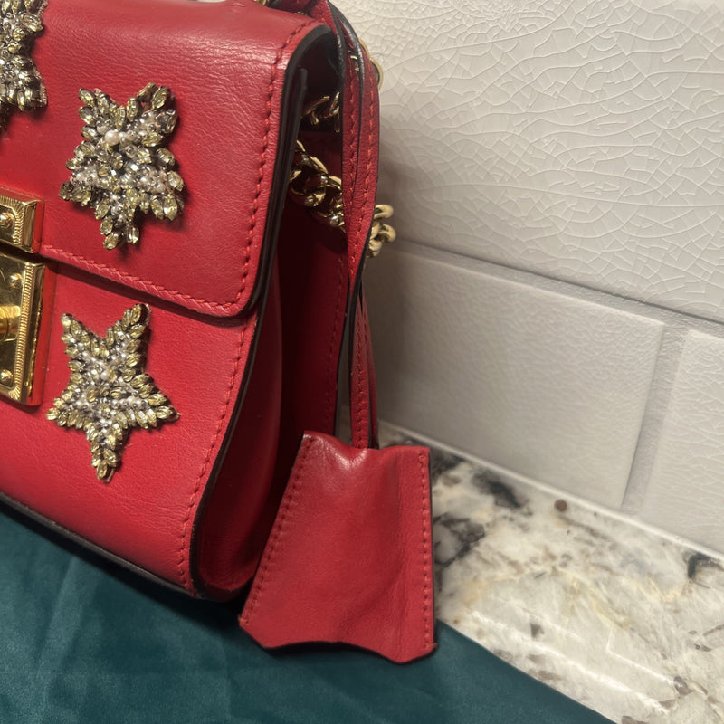 Red Leather Star Gucci Padlock