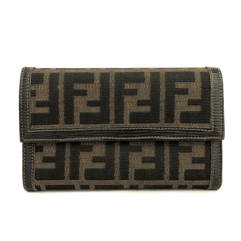 Fendi Zucca Canvas Leather Long Trifold