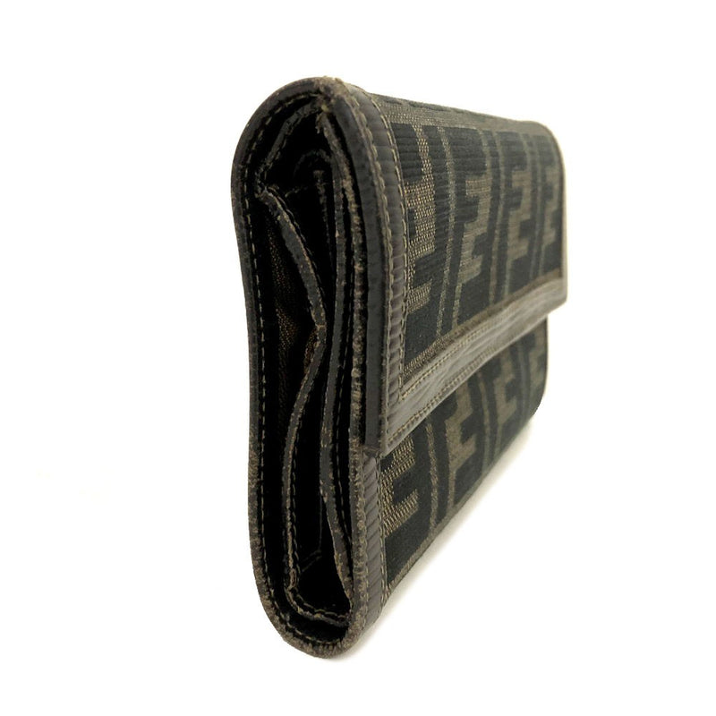 Fendi Zucca Canvas Leather Long Trifold