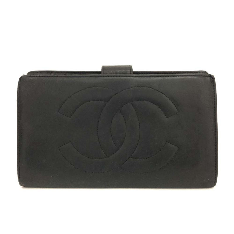 Chanel Cc Logo Leather Long Bifold