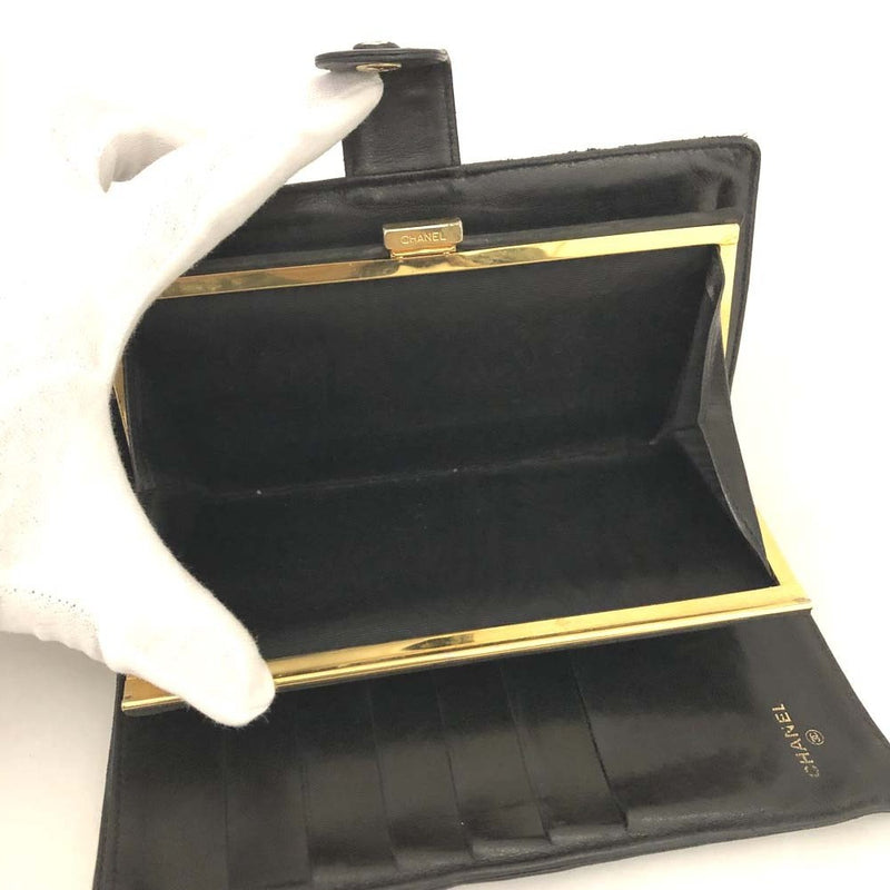 Chanel Cc Logo Leather Long Bifold
