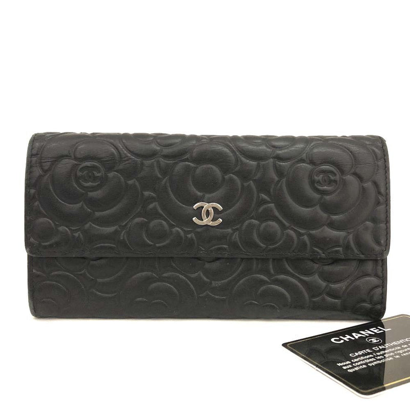 Chanel Camellia Cc Logo Lambskin Long