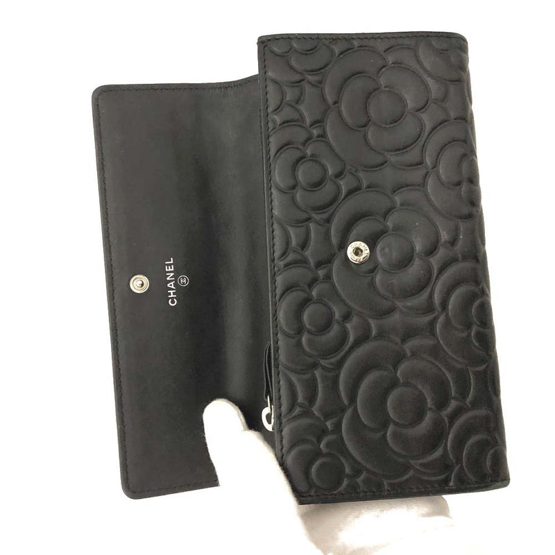 Chanel Camellia Cc Logo Lambskin Long