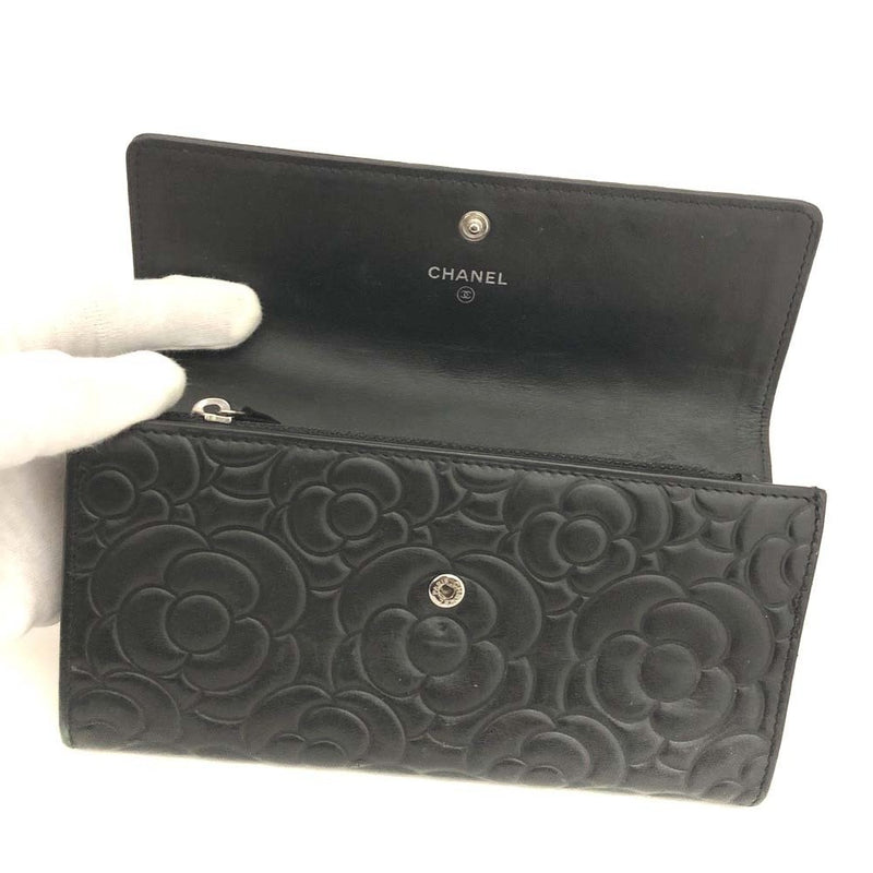 Chanel Camellia Cc Logo Lambskin Long