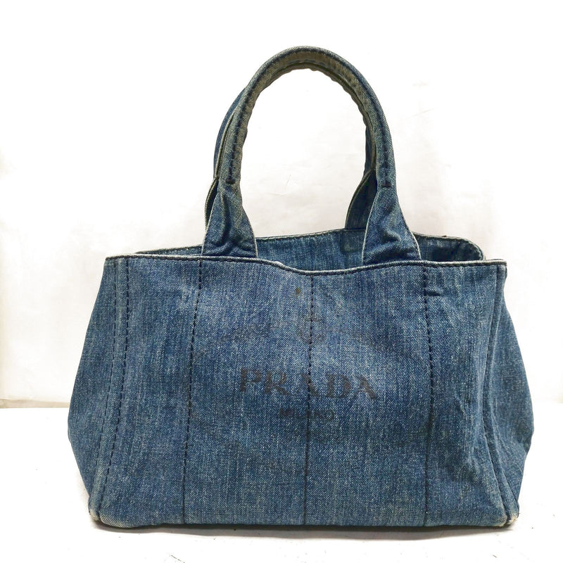 Prada Hand Bag Blue Denim