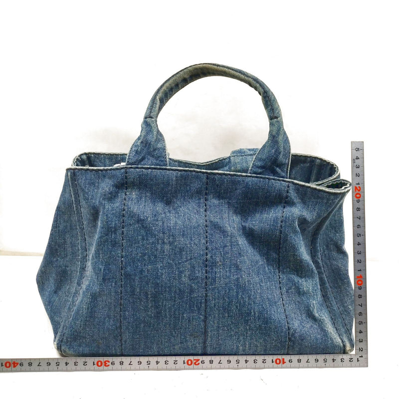 Prada Hand Bag Blue Denim