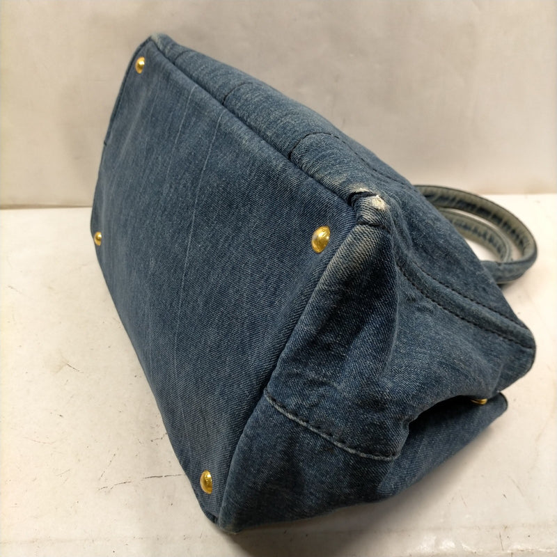Prada Hand Bag Blue Denim