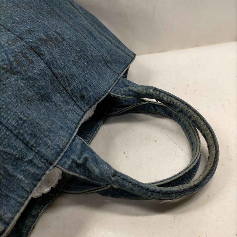 Prada Hand Bag Blue Denim