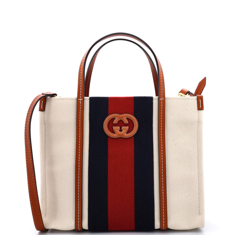 Gucci Interlocking G Web Tote Canvas