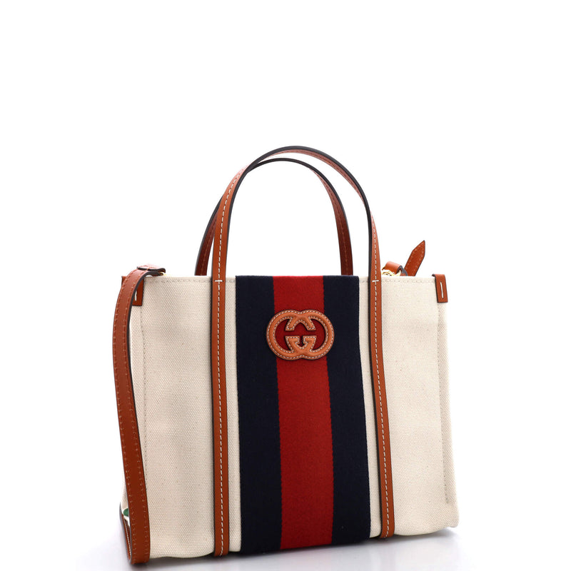 Gucci Interlocking G Web Tote Canvas