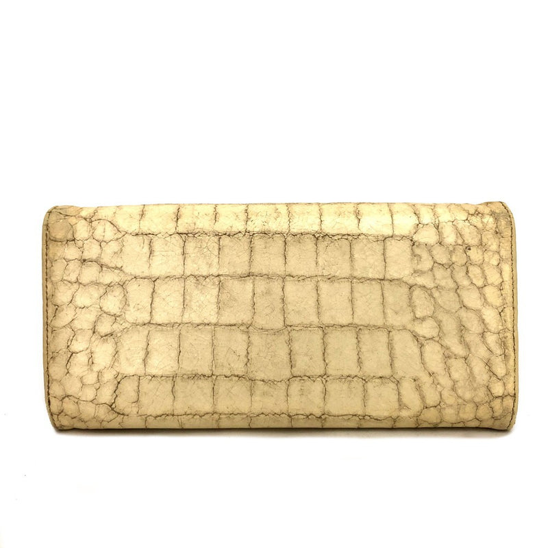 Miu Logo Embossed Leather Long Bifold