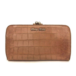 Miu Logo Embossed Leather Bifold Wallet