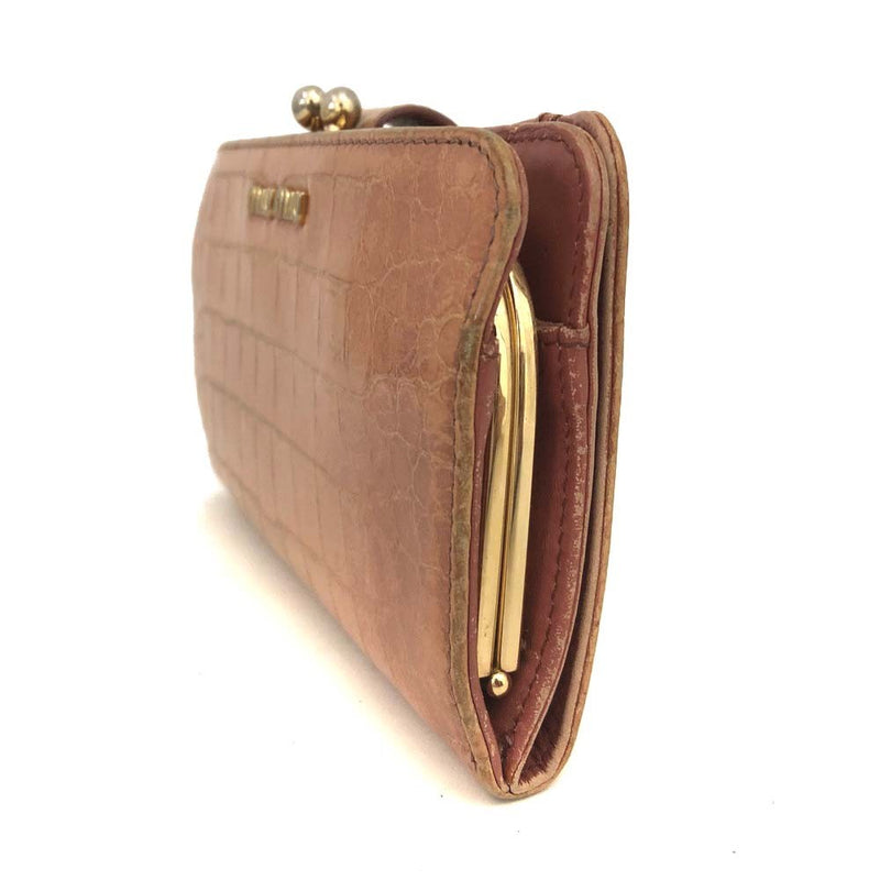 Miu Logo Embossed Leather Bifold Wallet