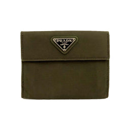 Prada Logo Plate Nylon Bifold Wallet