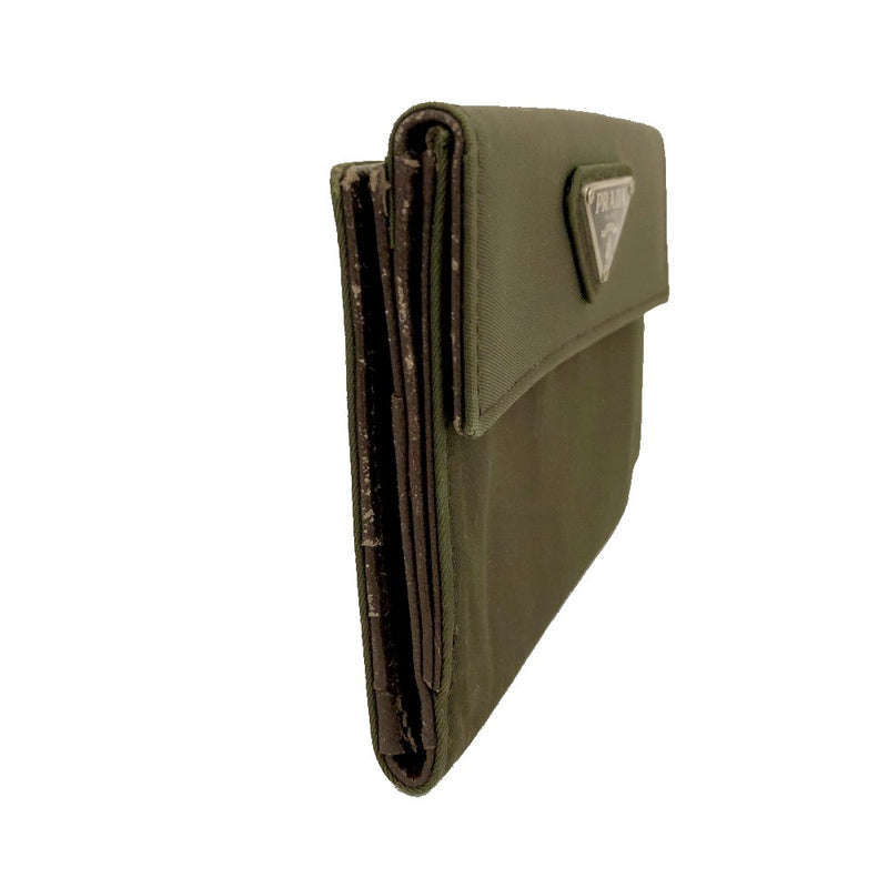 Prada Logo Plate Nylon Bifold Wallet