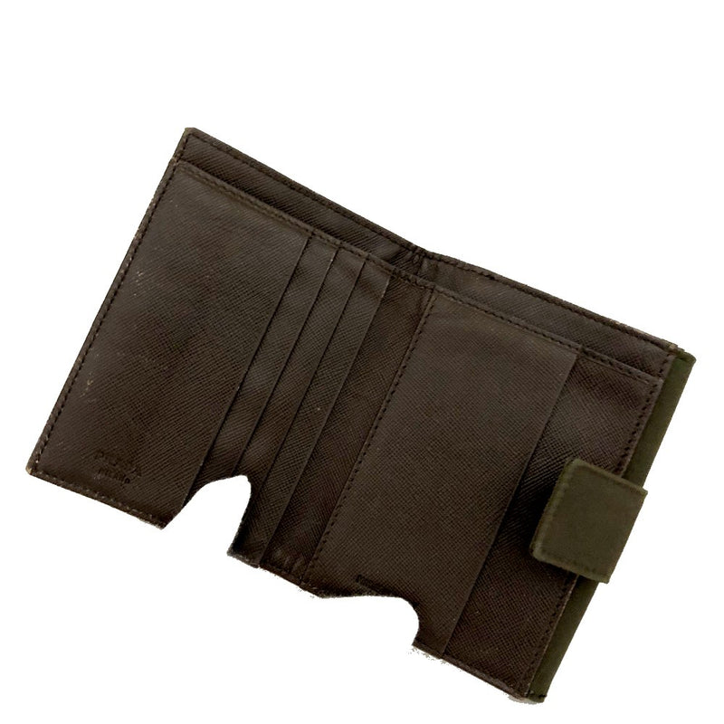 Prada Logo Plate Nylon Bifold Wallet