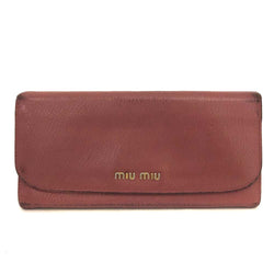 Miu Logo Leather Long Bifold Wallet