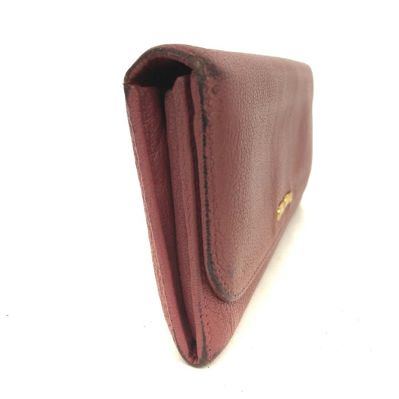 Miu Logo Leather Long Bifold Wallet