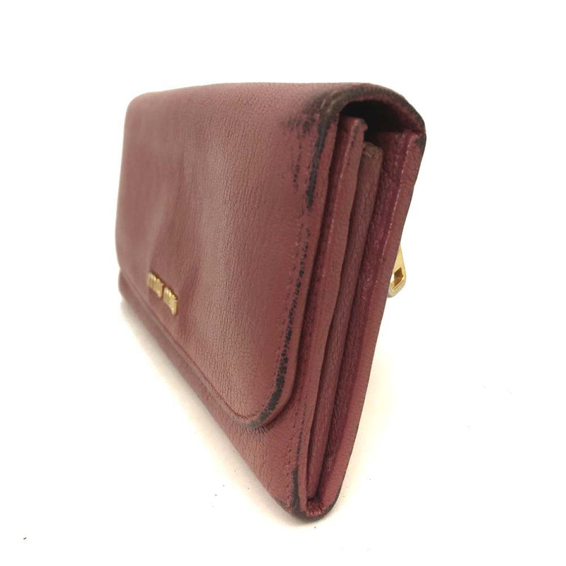 Miu Logo Leather Long Bifold Wallet