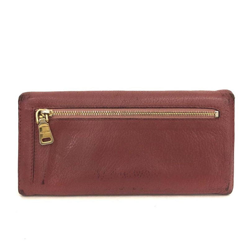 Miu Logo Leather Long Bifold Wallet