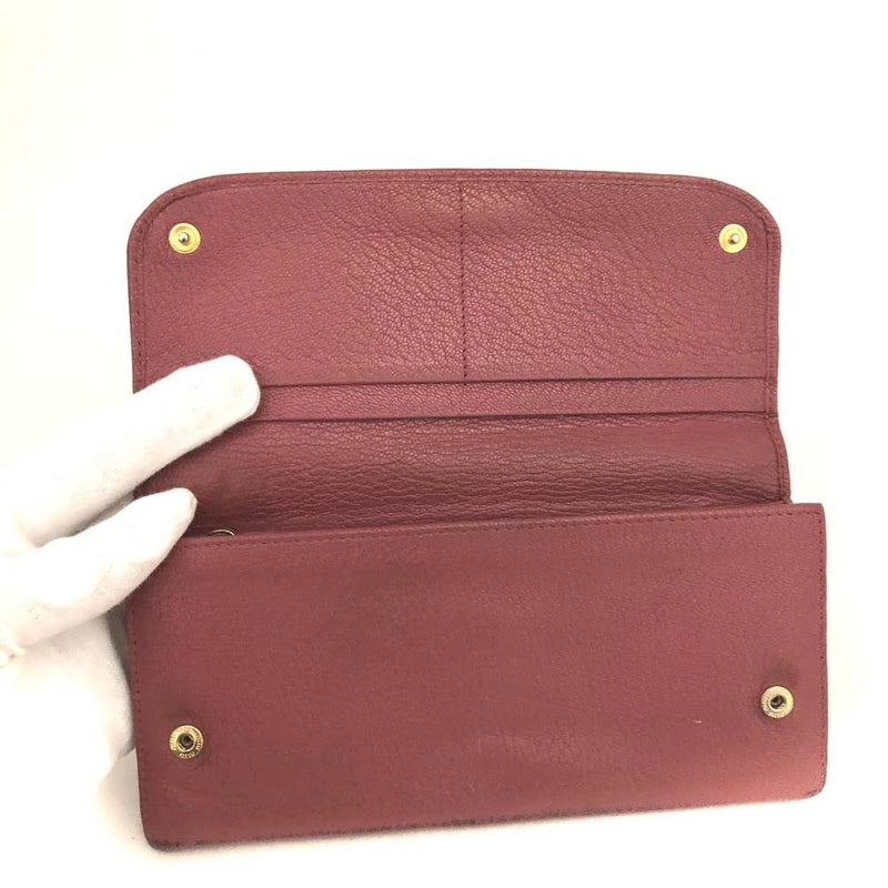Miu Logo Leather Long Bifold Wallet