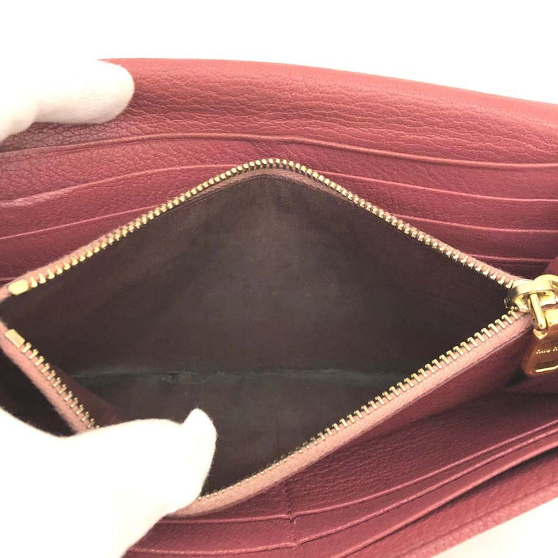 Miu Logo Leather Long Bifold Wallet