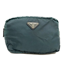 Prada Logo Plate Nylon Cosmetic Pouch