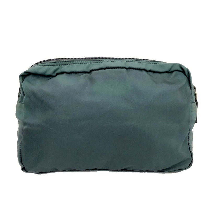Prada Logo Plate Nylon Cosmetic Pouch