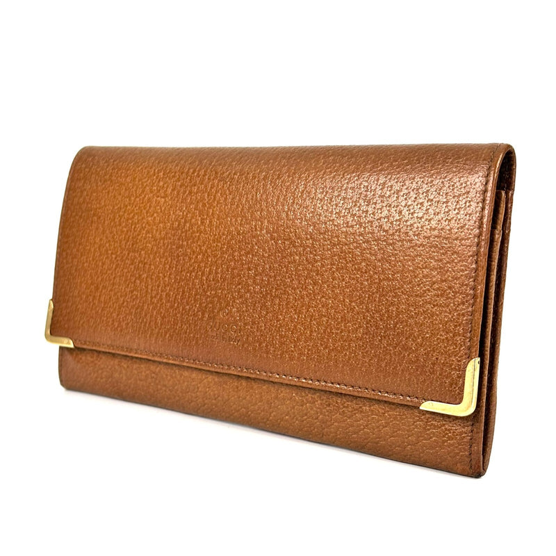 Gucci Long Wallet Billfold Pigskin Brown