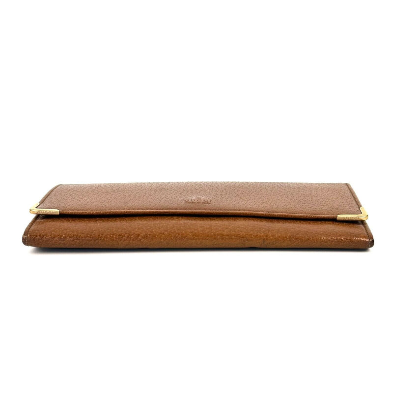 Gucci Long Wallet Billfold Pigskin Brown