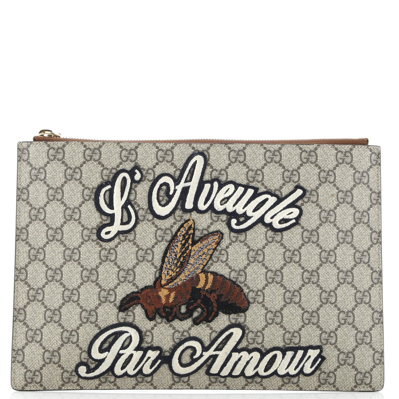 Gucci Zipped Pouch Leather With Applique