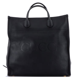 Gucci Logo Tote Embossed Leather Medium