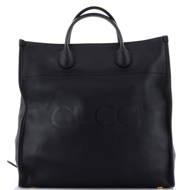 Gucci Logo Tote Embossed Leather Medium