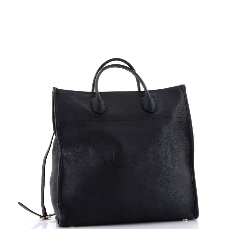 Gucci Logo Tote Embossed Leather Medium