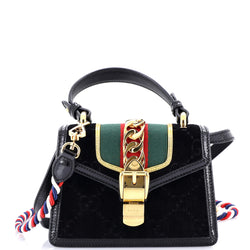 Gucci Sylvie Top Handle Bag Gg Velvet