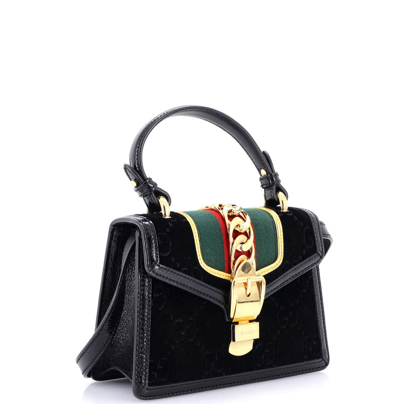 Gucci Sylvie Top Handle Bag Gg Velvet