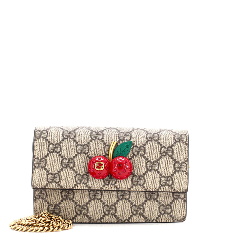 Gucci Cherries Wallet On Chain Gg Coated