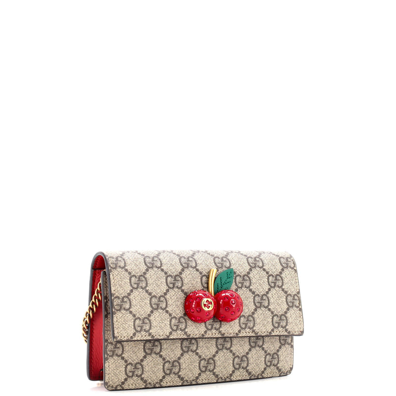 Gucci Cherries Wallet On Chain Gg Coated