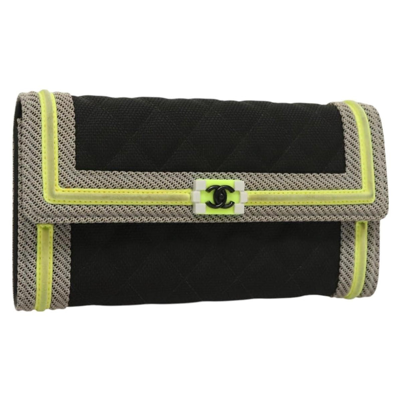Chanel Boy Long Wallet Nylon Black