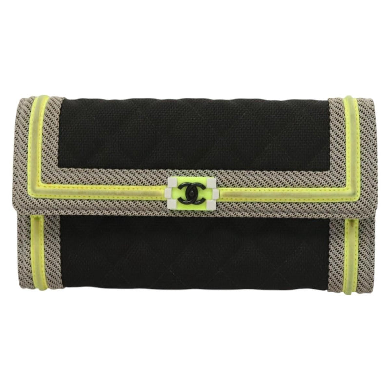 Chanel Boy Long Wallet Nylon Black