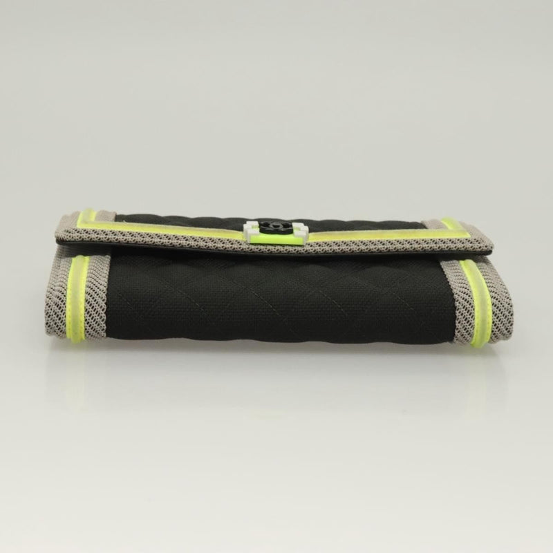 Chanel Boy Long Wallet Nylon Black