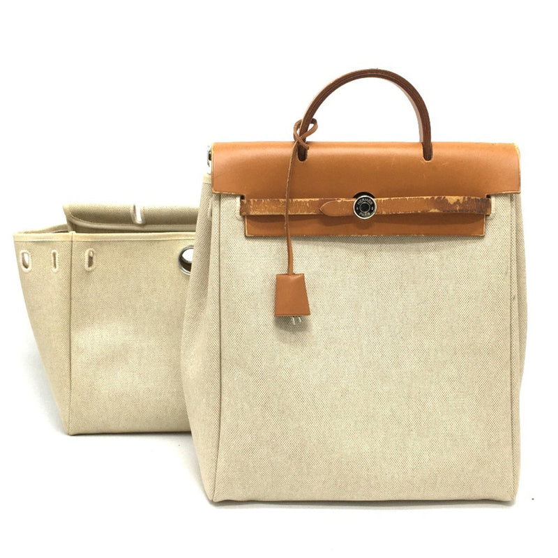 Hermes Herbag Toile And Leather Gm