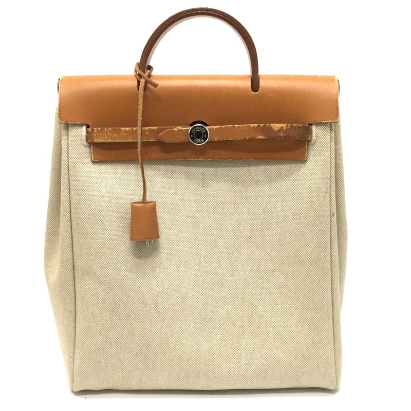 Hermes Herbag Toile And Leather Gm