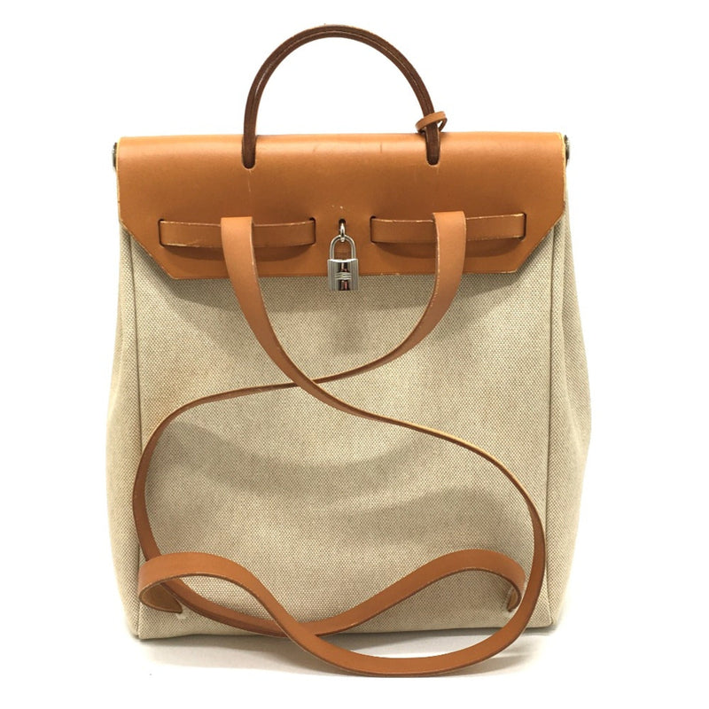 Hermes Herbag Toile And Leather Gm