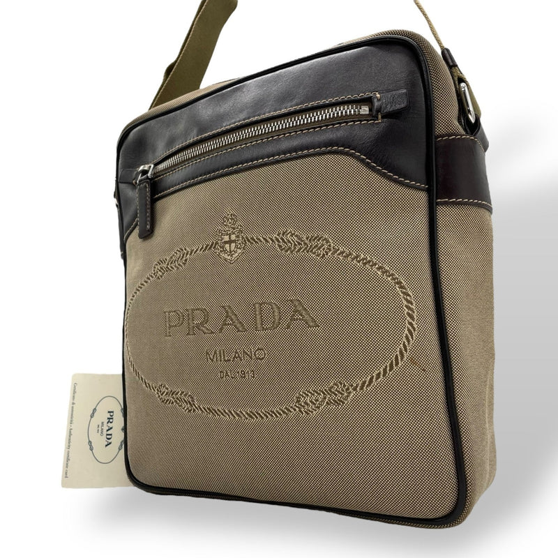 Prada Logo Messenger Bag Canvas With