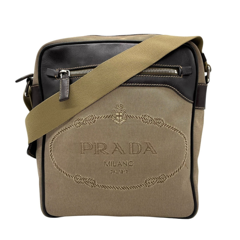 Prada Logo Messenger Bag Canvas With