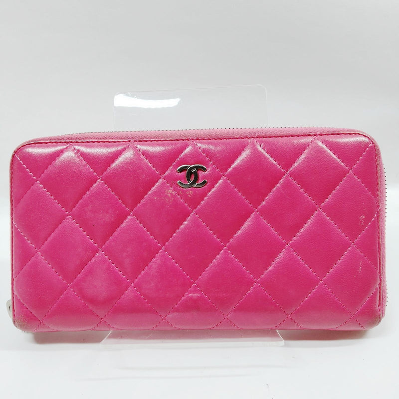 Chanel Long Wallet Pink Leather
