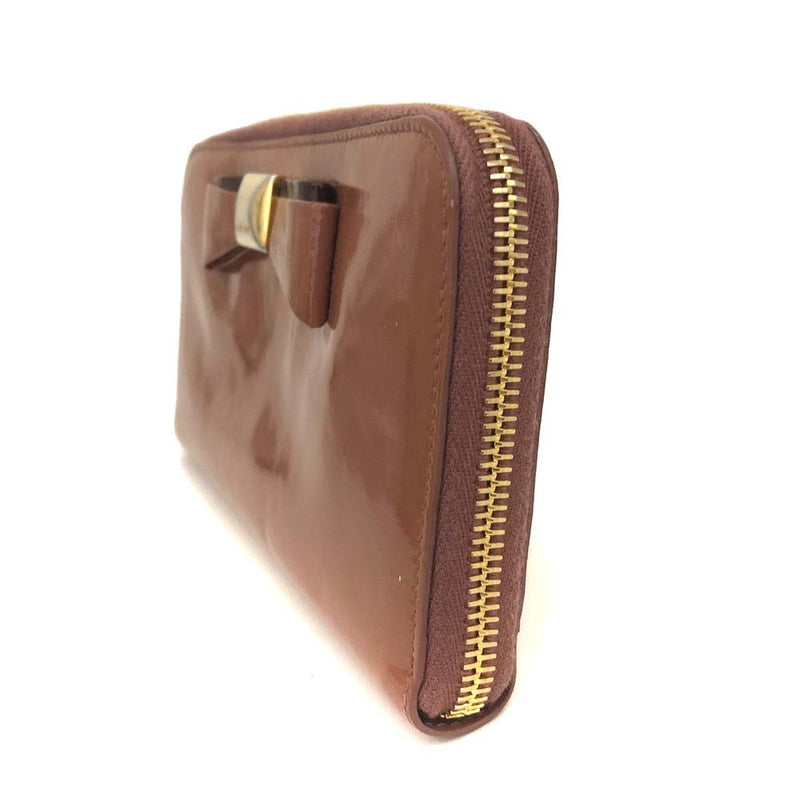 Miu Ribbon Logo Patent Leather Zip