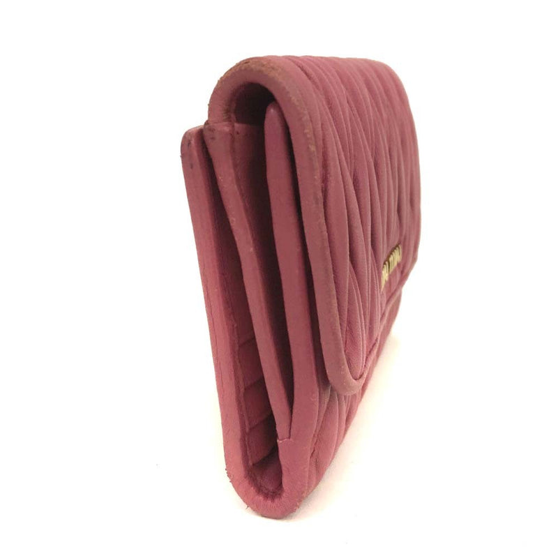 Miu Logo Gather Leather Bifold Wallet